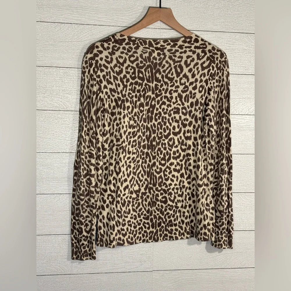 J. Crew Cotton Teddie Sweater in Leopard, Size Medium - Picture 10 of 13